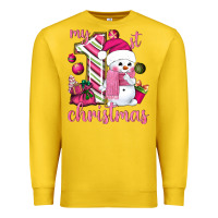 Lemon My 1st. pink Christmas with cute snowman Premium Sweatshirt - NancyCooperArtShop