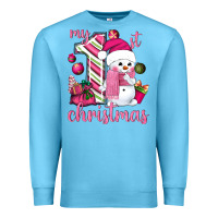Ocean Blue My 1st. pink Christmas with cute snowman Premium Sweatshirt - NancyCooperArtShop
