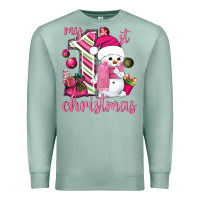 Seafoam My 1st. pink Christmas with cute snowman Premium Sweatshirt - NancyCooperArtShop
