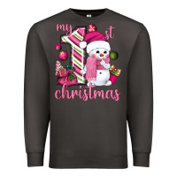 Smoke My 1st. pink Christmas with cute snowman Premium Sweatshirt - NancyCooperArtShop