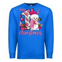 True Royal My 1st. pink Christmas with cute snowman Premium Sweatshirt - NancyCooperArtShop