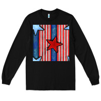 Black 4th of july stars and stripes seamless pattern Long Sleeve Tee - BundleAndBundleShop