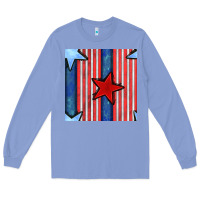 Colony Blue 4th of july stars and stripes seamless pattern Long Sleeve Tee - BundleAndBundleShop