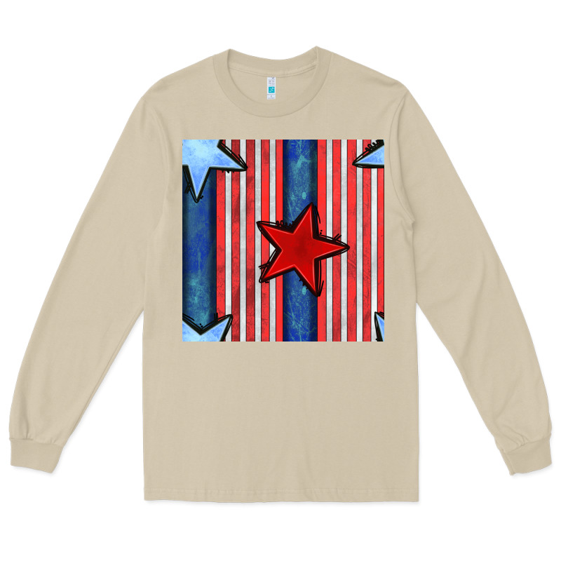 4th Of July Stars And Stripes Seamless Pattern Long Sleeve Tee by BundleAndBundleShop | Teevron
