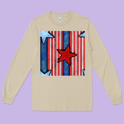 4th Of July Stars And Stripes Seamless Pattern Long Sleeve Tee Designed By Bundleandbundleshop