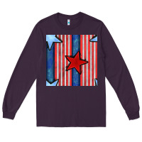 Plum 4th of july stars and stripes seamless pattern Long Sleeve Tee - BundleAndBundleShop