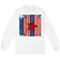 White 4th of july stars and stripes seamless pattern Long Sleeve Tee - BundleAndBundleShop