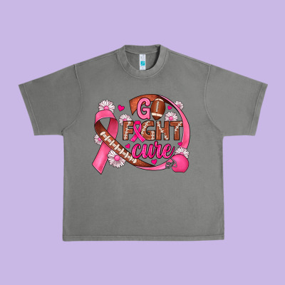 Breast Cancer Go Fight Cure Football Urban Heavy Tee Designed By Jahusdesignshop