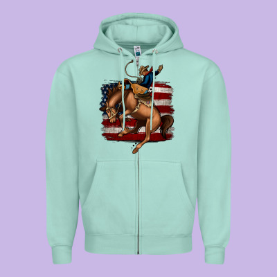 Bucking Bronco Zipper Hoodie Designed By Jasminsmagicworld