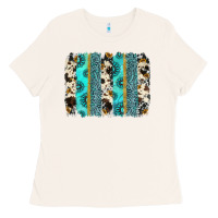 Bone gemstone sunflower cowhide brushstroke Ladies Tee - AdoDesignShop