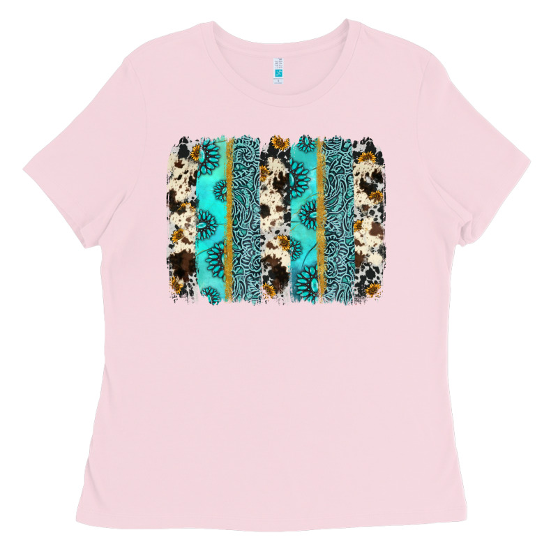 Gemstone Sunflower Cowhide Brushstroke Ladies Tee by AdoDesignShop | Teevron