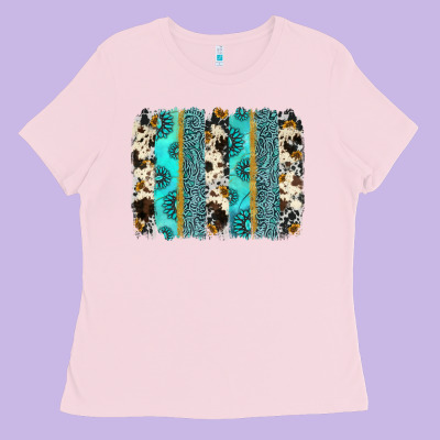 Gemstone Sunflower Cowhide Brushstroke Ladies Tee Designed By Adodesignshop