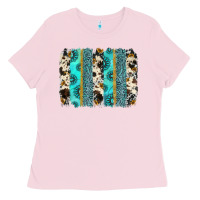 Bubblegum Pink gemstone sunflower cowhide brushstroke Ladies Tee - AdoDesignShop