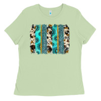 Matcha gemstone sunflower cowhide brushstroke Ladies Tee - AdoDesignShop