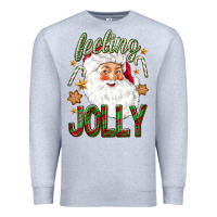 Heather Grey Feeling Jolly with Santa Premium Sweatshirt - NancyCooperArtShop