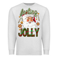 Oatmeal Heather Feeling Jolly with Santa Premium Sweatshirt - NancyCooperArtShop