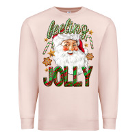 Pale Pink Feeling Jolly with Santa Premium Sweatshirt - NancyCooperArtShop