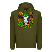 Army Green lucky horseshoe 4 leaf clover baby calf Premium Hoodie - Jasminsmagicworld