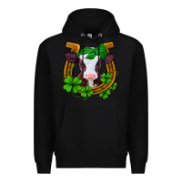 Black lucky horseshoe 4 leaf clover baby calf Premium Hoodie - Jasminsmagicworld