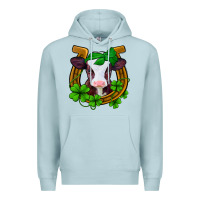 Blue Mist lucky horseshoe 4 leaf clover baby calf Premium Hoodie - Jasminsmagicworld