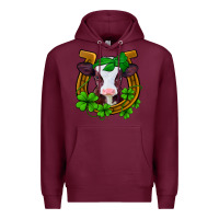 Burgundy lucky horseshoe 4 leaf clover baby calf Premium Hoodie - Jasminsmagicworld