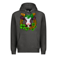 Charcoal Heather lucky horseshoe 4 leaf clover baby calf Premium Hoodie - Jasminsmagicworld