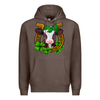 Coffee lucky horseshoe 4 leaf clover baby calf Premium Hoodie - Jasminsmagicworld