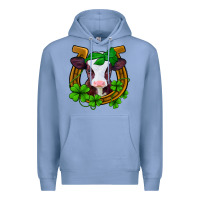 Colony Blue lucky horseshoe 4 leaf clover baby calf Premium Hoodie - Jasminsmagicworld