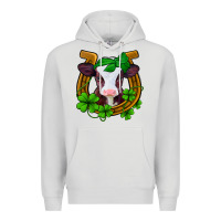 Dove Grey lucky horseshoe 4 leaf clover baby calf Premium Hoodie - Jasminsmagicworld