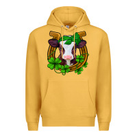Mustard lucky horseshoe 4 leaf clover baby calf Premium Hoodie - Jasminsmagicworld