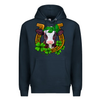 Navy lucky horseshoe 4 leaf clover baby calf Premium Hoodie - Jasminsmagicworld