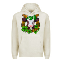 Oatmeal Heather lucky horseshoe 4 leaf clover baby calf Premium Hoodie - Jasminsmagicworld