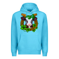Ocean Blue lucky horseshoe 4 leaf clover baby calf Premium Hoodie - Jasminsmagicworld