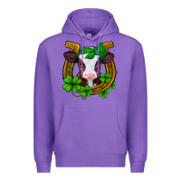 Purple lucky horseshoe 4 leaf clover baby calf Premium Hoodie - Jasminsmagicworld