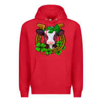 Red lucky horseshoe 4 leaf clover baby calf Premium Hoodie - Jasminsmagicworld