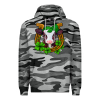 Slate Camo lucky horseshoe 4 leaf clover baby calf Premium Hoodie - Jasminsmagicworld