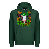 Sports Green lucky horseshoe 4 leaf clover baby calf Premium Hoodie - Jasminsmagicworld