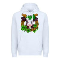 White lucky horseshoe 4 leaf clover baby calf Premium Hoodie - Jasminsmagicworld