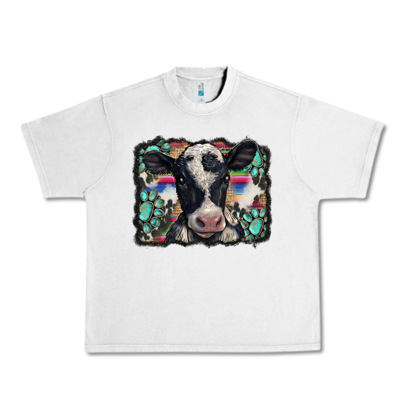 Western Background Turquoises Gemstones Black And White Baby Cow Urban Heavy Tee by BarkalooDesign | Teevron