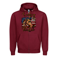 Burgundy Cowboy Up Rodeo Bucking Bronco Zipper Hoodie - Jasminsmagicworld