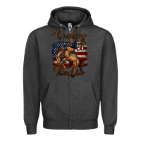 Charcoal Heather Cowboy Up Rodeo Bucking Bronco Zipper Hoodie - Jasminsmagicworld