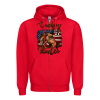 Red Cowboy Up Rodeo Bucking Bronco Zipper Hoodie - Jasminsmagicworld