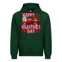 Forest Green Happy Valentine's day red truck Urban Hoodie - HowdyJamesFarm