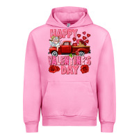 Fuchsia Pink Happy Valentine's day red truck Urban Hoodie - HowdyJamesFarm