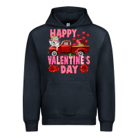 Navy Happy Valentine's day red truck Urban Hoodie - HowdyJamesFarm