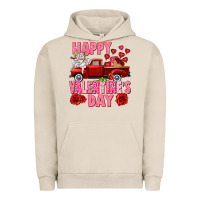 Pigment French Oak Happy Valentine's day red truck Urban Hoodie - HowdyJamesFarm