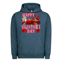 Pigment Midnight Navy Happy Valentine's day red truck Urban Hoodie - HowdyJamesFarm