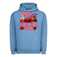 Pigment Pebble Blue Happy Valentine's day red truck Urban Hoodie - HowdyJamesFarm