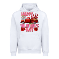White Happy Valentine's day red truck Urban Hoodie - HowdyJamesFarm