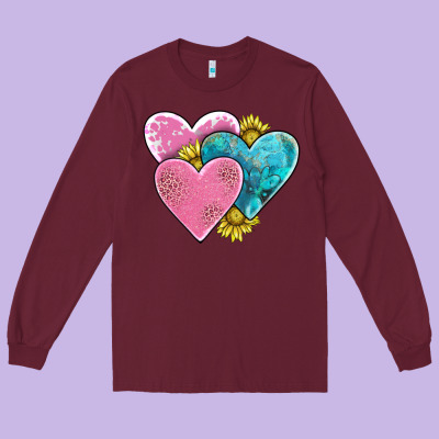 Hearts Long Sleeve Tee Designed By Adodesignshop